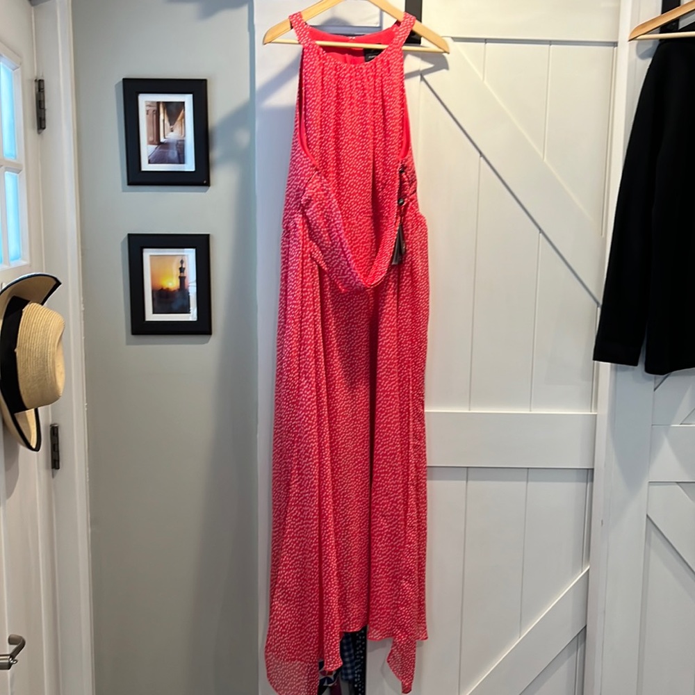 Adrianna Papell Pink/White Polka Dot Halter Dress - 16 - Picture 5 of 8
